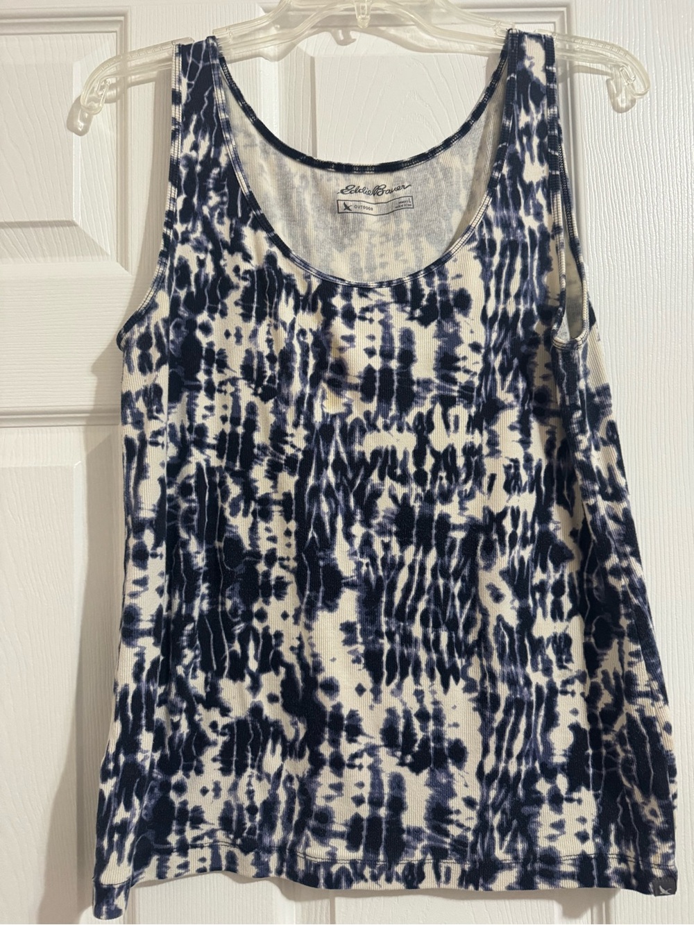 Eddie Bauer Navy & White Tie-Dye Scoop Neck Tank